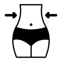 Inward arrow and belly showing concept of weigh loss vector, editable icon vector