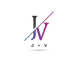 icono de diseño de logotipo creativo de letra jv. vector