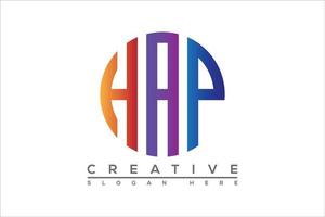 H A P letter round shape logo design vector