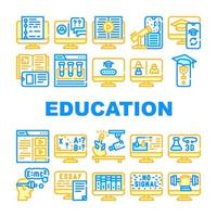 Online Education Learning Lesson Icons Set Vector