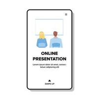 Online Presentation Watch Couple On Screen Vector