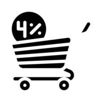 cashback percentage in shop cart glyph icon vector illustration