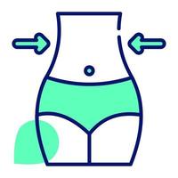 Inward arrow and belly showing concept of weigh loss vector, editable icon vector