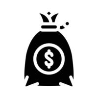 money bag glyph icon vector black illustration