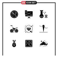 9 iconos creativos, signos y símbolos modernos del servidor de transporte cardíaco, espacio de contorno, elementos de diseño vectorial editables vector