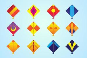 Colorful vector set of makar sankranti kites illustration