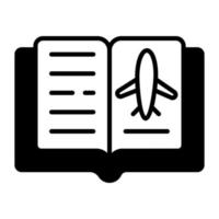 icono de avión en el libro que muestra el concepto de reglas de aviación vector