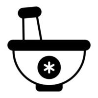 Mortar pestle with medical sign, trendy icon design of pharmacy tools for grinding medicine vector