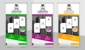 creative business roll up banner design. Standee Design Banner, Corporate digital Roll Up Banner. vector