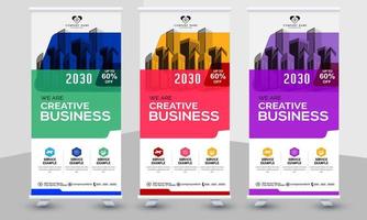 creative business roll up banner design. Standee Design Banner, Corporate digital Roll Up Banner. vector