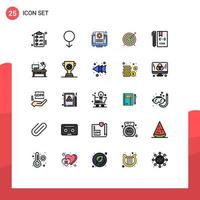 Filled line Flat Color Pack of 25 Universal Symbols of coding focus document goal target Editable Vector Design Elements