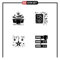 Stock Vector Icon Pack of 4 Line Signs and Symbols for growth decoration pot music data Editable Vector Design Elements