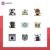 Universal Icon Symbols Group of 9 Modern Filledline Flat Colors of body well bulb farming agriculture Editable Vector Design Elements