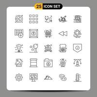 Set of 25 Modern UI Icons Symbols Signs for guide clouds hospital nature hill Editable Vector Design Elements