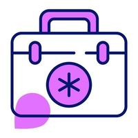 And icon of first aid kit for medical emergency, trendy vector style