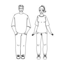 T-shirt Clothing Wearing Man And Woman Vector