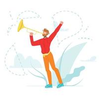 Trumpeter Play Musical Instrument Trumpet Vector Illustration