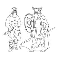 Viking Men Armoured With Axe And Shield Vector