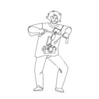 Videographer Make Video With Digital Camera Vector