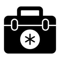 And icon of first aid kit for medical emergency, trendy vector style