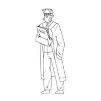 Scientist Old Man In Uniform With Folder Vector