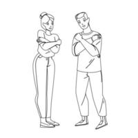 Man And Woman Self Hugging With Expression Vector