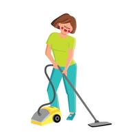 Vacuum Cleaner Using Girl For Cleaning Room Vector
