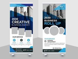 diseño de banner enrollable de negocios creativos. banner de diseño standee, banner enrollable digital corporativo. vector