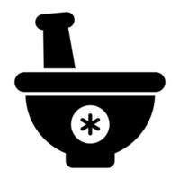 Mortar pestle with medical sign, trendy icon design of pharmacy tools for grinding medicine vector