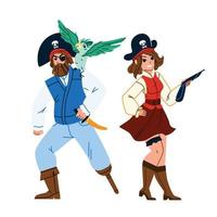 Man And Woman Pirate Standing Together Vector
