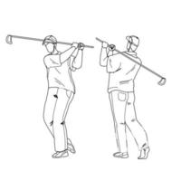 Man Playing Golf And Hitting Ball With Club Vector