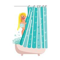 Shower Curtain Bathroom Interior Accessory Vector