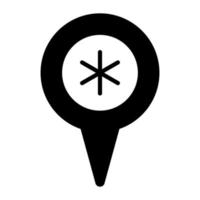 Navigation map pointer with medical sign, vector icon of hospital location