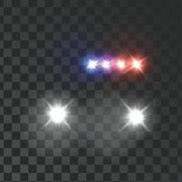 lámpara de luz de coche de policía iluminada y vector de sirena