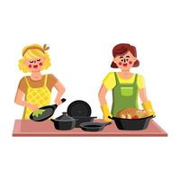 Cast Iron Cookware For Cooking Tasty Food Vector