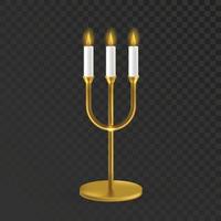 Candlestick With Burning Flame Candles Vector Illustration