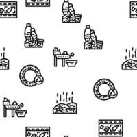 Waste Sorting Conveyor Equipment Vector Seamless Pattern