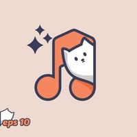 icono de la música del gato que mira a escondidas vector