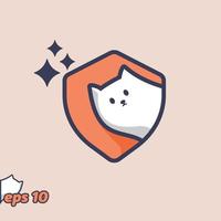 Peeking Cat Protect Shield Icon vector