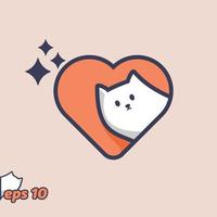 icono de amor de gato mirando a escondidas vector