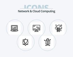 Network And Cloud Computing Line Icon Pack 5 Icon Design. download. cloud. databases. technology. connection vector