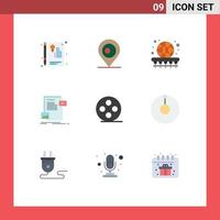 Flat Color Pack of 9 Universal Symbols of cinema media basket file data Editable Vector Design Elements