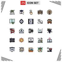 conjunto de 25 iconos de interfaz de usuario modernos símbolos signos para impresora bolso gesto bolsa de negocios elementos de diseño vectorial editables vector