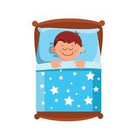 Little Boy Sleeping In Bed, Sweet Dreams Vector