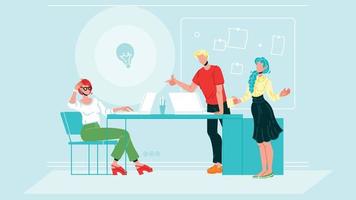 Business Colleagues Brainstorm At Office Vector Illustration