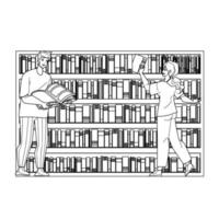 estante de libros muebles de biblioteca con estantes vector
