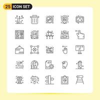 25 User Interface Line Pack of modern Signs and Symbols of study ethanol smoking chemistry party Editable Vector Design Elements