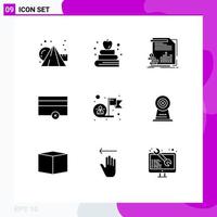 Modern Set of 9 Solid Glyphs Pictograph of goal achievement finance payments finance Editable Vector Design Elements