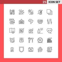 conjunto de 25 iconos modernos de la interfaz de usuario signos de símbolos para el calendario de eventos capas ecológicas elementos de diseño vectorial editables en cascada vector