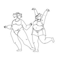 Body Positive Young Woman Couple Dancing Vector